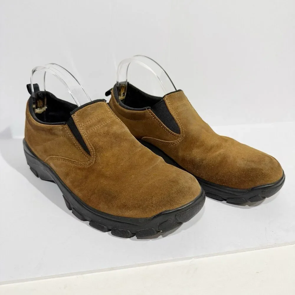 Lands End Men's Shoes Size 9 HD Loafers Brown All-Weather Suede Slip On Moc